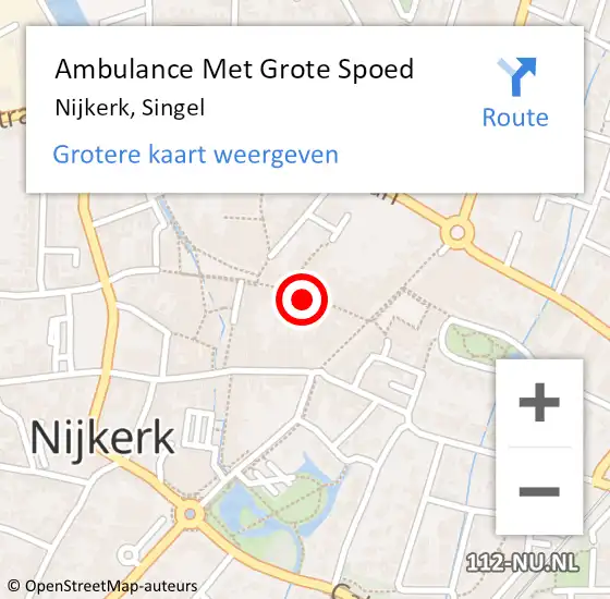 Locatie op kaart van de 112 melding: Ambulance Met Grote Spoed Naar Nijkerk, Singel op 5 september 2021 13:09