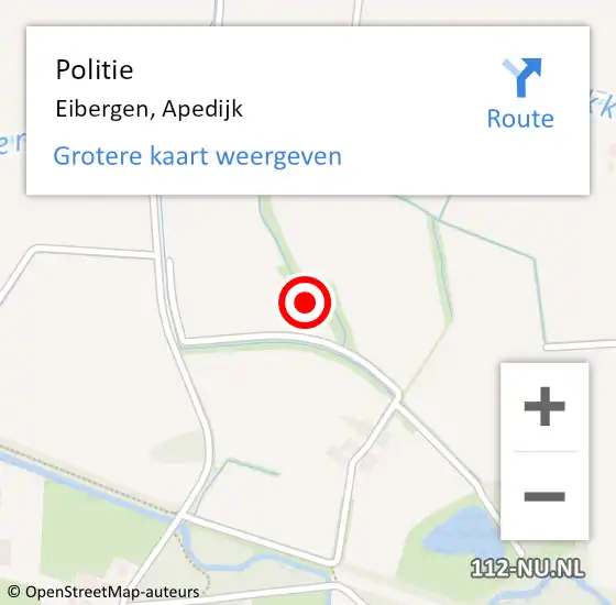 Locatie op kaart van de 112 melding: Politie Eibergen, Apedijk op 5 september 2021 13:11
