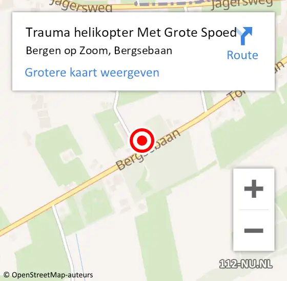 Locatie op kaart van de 112 melding: Trauma helikopter Met Grote Spoed Naar Bergen op Zoom, Bergsebaan op 5 september 2021 13:13