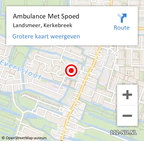 Locatie op kaart van de 112 melding: Ambulance Met Spoed Naar Landsmeer, Kerkebreek op 5 september 2021 13:24