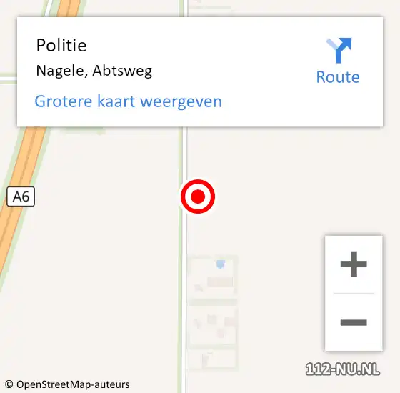 Locatie op kaart van de 112 melding: Politie Nagele, Abtsweg op 5 september 2021 13:51