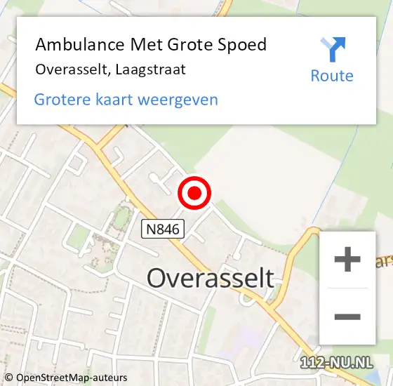 Locatie op kaart van de 112 melding: Ambulance Met Grote Spoed Naar Overasselt, Laagstraat op 5 september 2021 13:54