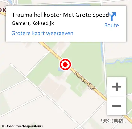 Locatie op kaart van de 112 melding: Trauma helikopter Met Grote Spoed Naar Gemert, Koksedijk op 5 september 2021 14:02