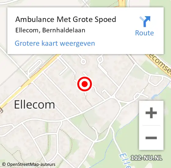 Locatie op kaart van de 112 melding: Ambulance Met Grote Spoed Naar Ellecom, Bernhaldelaan op 5 september 2021 14:04