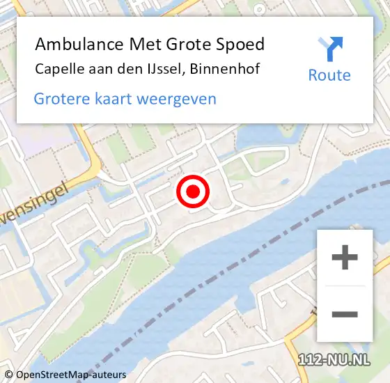 Locatie op kaart van de 112 melding: Ambulance Met Grote Spoed Naar Capelle aan den IJssel, Binnenhof op 5 september 2021 14:05