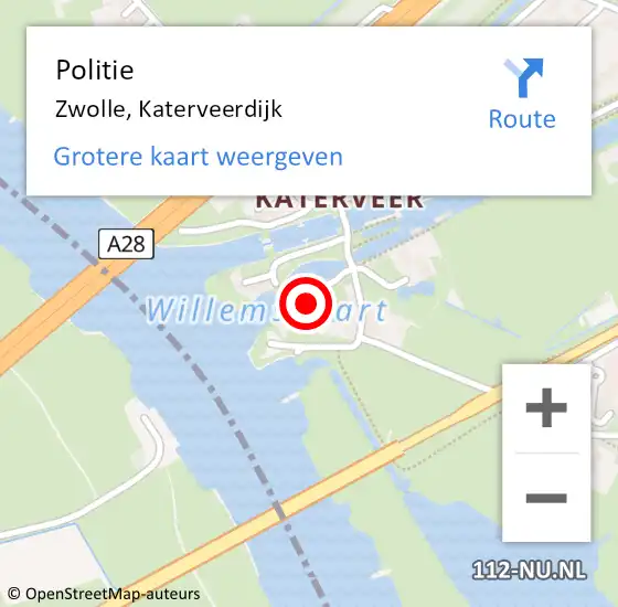 Locatie op kaart van de 112 melding: Politie Zwolle, Katerveerdijk op 5 september 2021 14:24