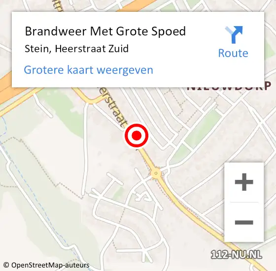 Locatie op kaart van de 112 melding: Brandweer Met Grote Spoed Naar Stein, Heerstraat Zuid op 5 september 2021 14:27