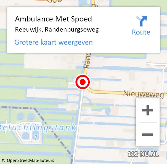 Locatie op kaart van de 112 melding: Ambulance Met Spoed Naar Reeuwijk, Randenburgseweg op 5 september 2021 14:28