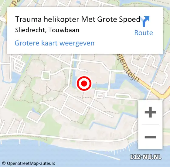 Locatie op kaart van de 112 melding: Trauma helikopter Met Grote Spoed Naar Sliedrecht, Touwbaan op 5 september 2021 14:29