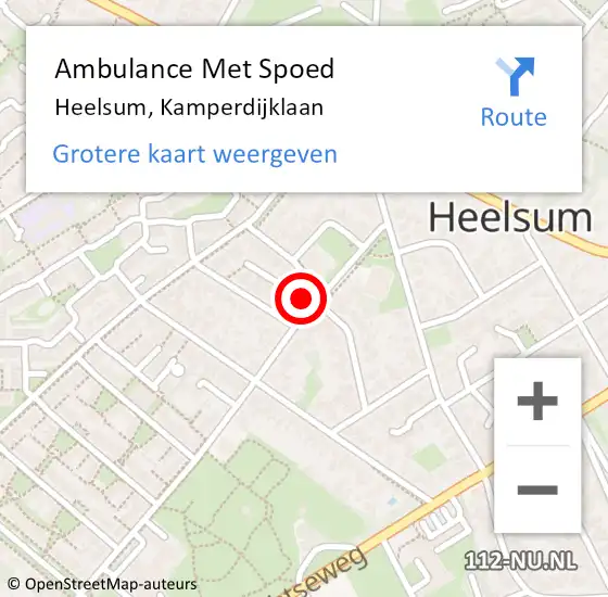 Locatie op kaart van de 112 melding: Ambulance Met Spoed Naar Heelsum, Kamperdijklaan op 5 september 2021 14:38