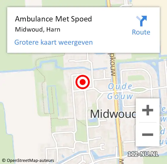 Locatie op kaart van de 112 melding: Ambulance Met Spoed Naar Midwoud, Harn op 5 september 2021 14:39