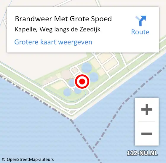 Locatie op kaart van de 112 melding: Brandweer Met Grote Spoed Naar Kapelle, Weg langs de Zeedijk op 5 september 2021 14:41