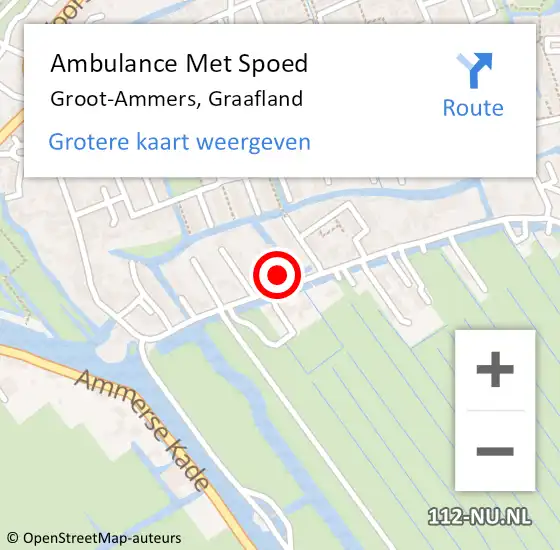 Locatie op kaart van de 112 melding: Ambulance Met Spoed Naar Groot-Ammers, Graafland op 5 september 2021 14:49