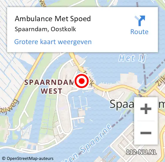 Locatie op kaart van de 112 melding: Ambulance Met Spoed Naar Spaarndam, Oostkolk op 5 september 2021 14:57