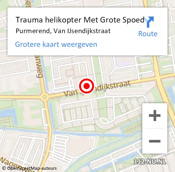 Locatie op kaart van de 112 melding: Trauma helikopter Met Grote Spoed Naar Purmerend, Van IJsendijkstraat op 5 september 2021 15:13