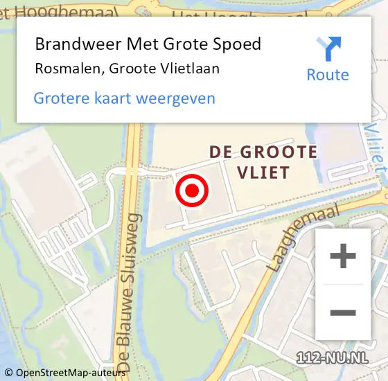 Locatie op kaart van de 112 melding: Brandweer Met Grote Spoed Naar Rosmalen, Groote Vlietlaan op 5 september 2021 15:20