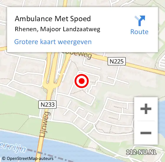 Locatie op kaart van de 112 melding: Ambulance Met Spoed Naar Rhenen, Majoor Landzaatweg op 5 september 2021 15:22