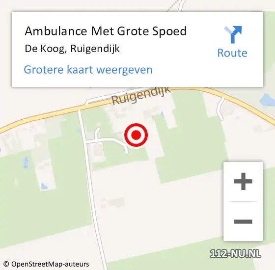 Locatie op kaart van de 112 melding: Ambulance Met Grote Spoed Naar De Koog, Ruigendijk op 5 september 2021 15:26