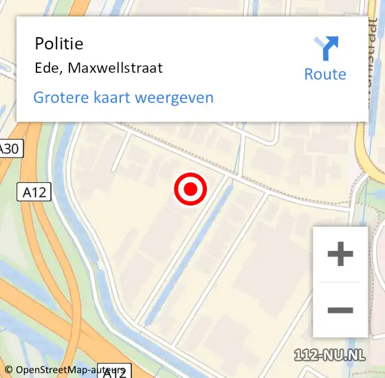 Locatie op kaart van de 112 melding: Politie Ede, Maxwellstraat op 5 september 2021 15:29