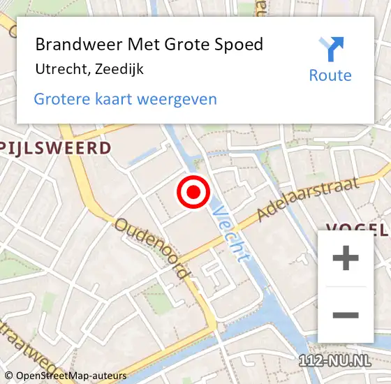 Locatie op kaart van de 112 melding: Brandweer Met Grote Spoed Naar Utrecht, Zeedijk op 5 september 2021 15:32