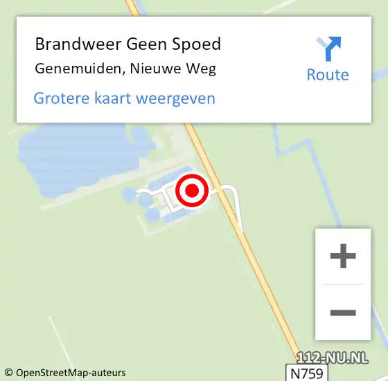 Locatie op kaart van de 112 melding: Brandweer Geen Spoed Naar Genemuiden, Nieuwe Weg op 5 september 2021 15:34