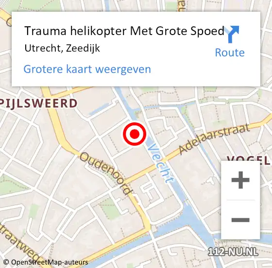 Locatie op kaart van de 112 melding: Trauma helikopter Met Grote Spoed Naar Utrecht, Zeedijk op 5 september 2021 15:35