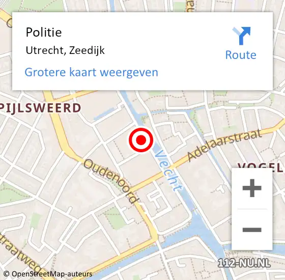 Locatie op kaart van de 112 melding: Politie Utrecht, Zeedijk op 5 september 2021 15:37