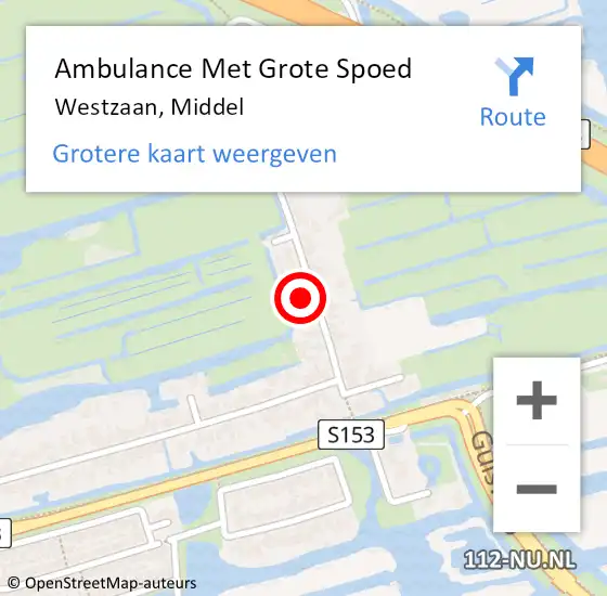 Locatie op kaart van de 112 melding: Ambulance Met Grote Spoed Naar Westzaan, Middel op 5 september 2021 15:46