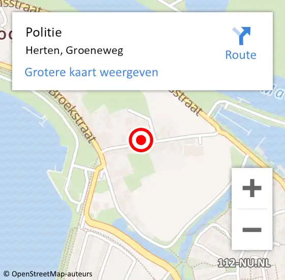 Locatie op kaart van de 112 melding: Politie Herten, Groeneweg op 5 september 2021 15:47