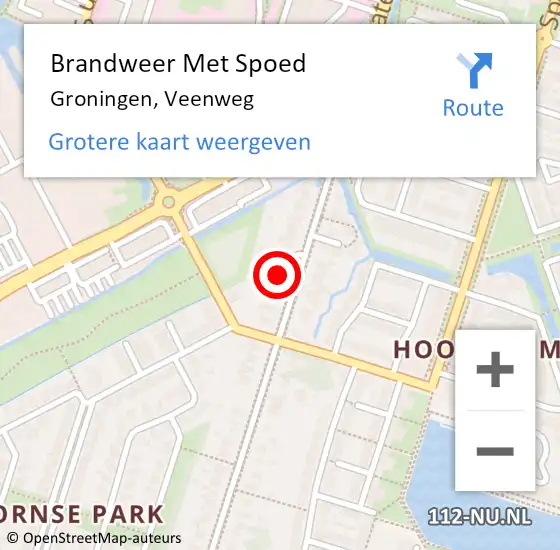 Locatie op kaart van de 112 melding: Brandweer Met Spoed Naar Groningen, Veenweg op 5 september 2021 15:49