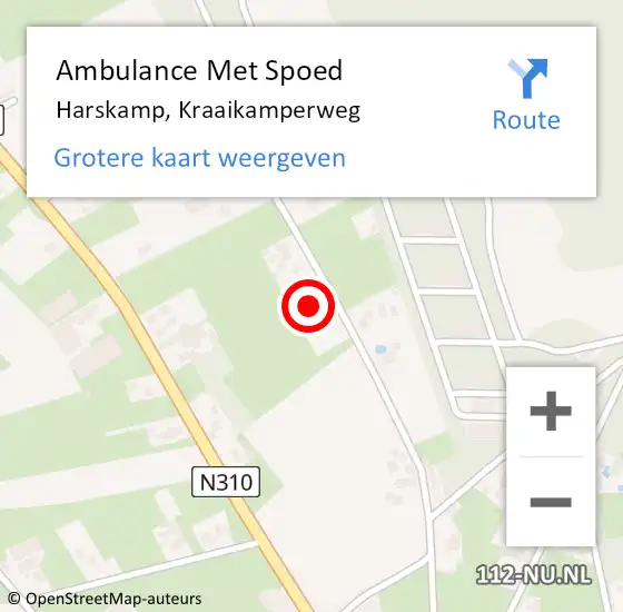 Locatie op kaart van de 112 melding: Ambulance Met Spoed Naar Harskamp, Kraaikamperweg op 5 september 2021 16:05