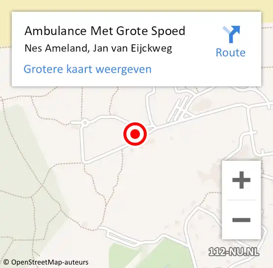 Locatie op kaart van de 112 melding: Ambulance Met Grote Spoed Naar Nes Ameland, Jan van Eijckweg op 21 juni 2014 22:35