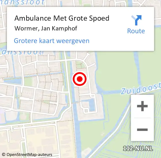 Locatie op kaart van de 112 melding: Ambulance Met Grote Spoed Naar Wormer, Jan Kamphof op 5 september 2021 16:43