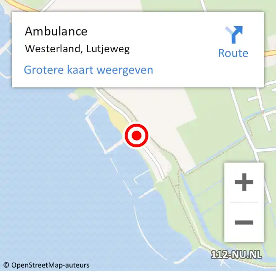 Locatie op kaart van de 112 melding: Ambulance Westerland, Lutjeweg op 5 september 2021 16:58