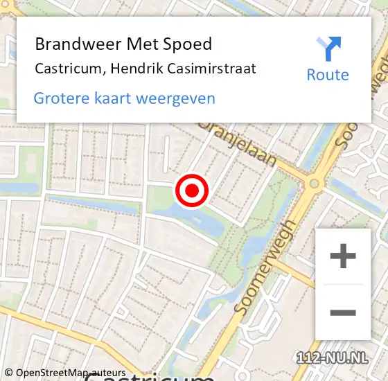 Locatie op kaart van de 112 melding: Brandweer Met Spoed Naar Castricum, Hendrik Casimirstraat op 5 september 2021 17:01