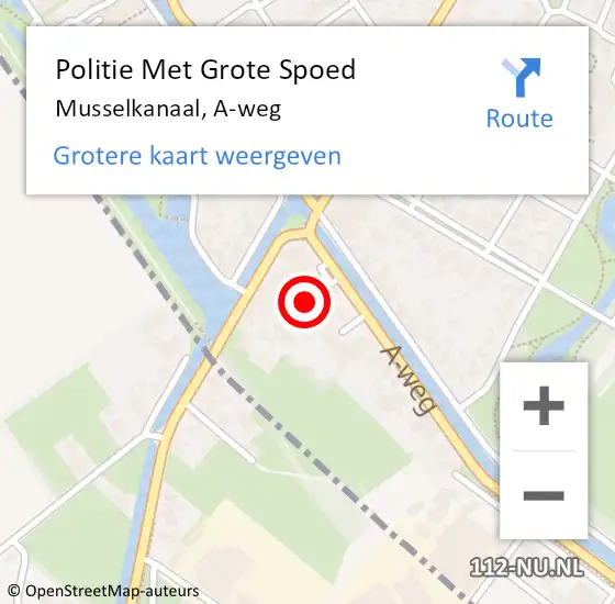 Locatie op kaart van de 112 melding: Politie Met Grote Spoed Naar Musselkanaal, A-weg op 5 september 2021 17:03