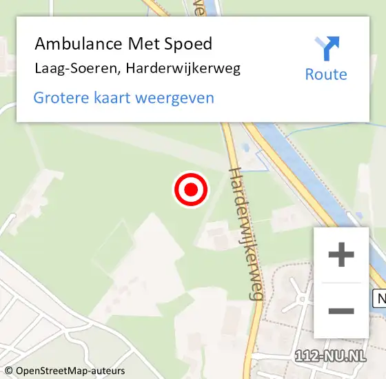 Locatie op kaart van de 112 melding: Ambulance Met Spoed Naar Laag-Soeren, Harderwijkerweg op 5 september 2021 17:09