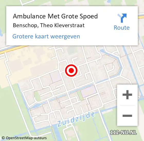 Locatie op kaart van de 112 melding: Ambulance Met Grote Spoed Naar Benschop, Theo Kleverstraat op 21 juni 2014 22:41