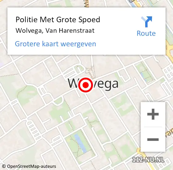 Locatie op kaart van de 112 melding: Politie Met Grote Spoed Naar Wolvega, Van Harenstraat op 5 september 2021 17:31