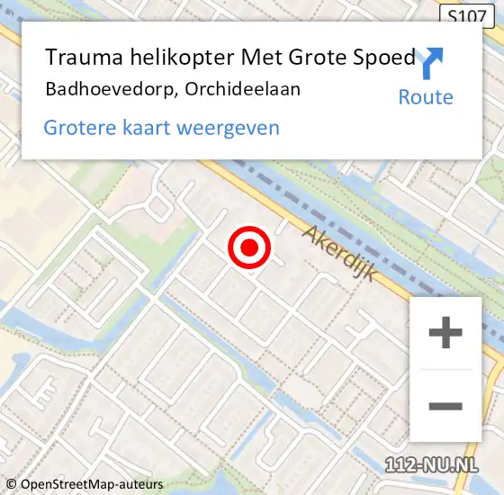 Locatie op kaart van de 112 melding: Trauma helikopter Met Grote Spoed Naar Badhoevedorp, Orchideelaan op 5 september 2021 17:58