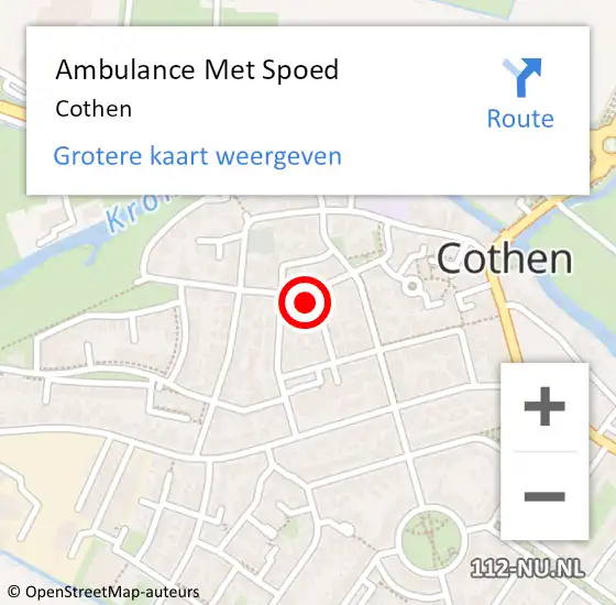 Locatie op kaart van de 112 melding: Ambulance Met Spoed Naar Cothen op 5 september 2021 18:04