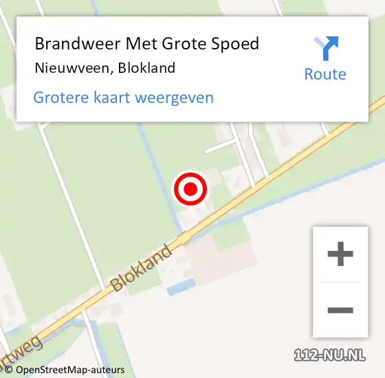 Locatie op kaart van de 112 melding: Brandweer Met Grote Spoed Naar Nieuwveen, Blokland op 5 september 2021 18:07