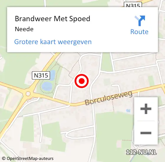 Locatie op kaart van de 112 melding: Brandweer Met Spoed Naar Neede op 5 september 2021 18:12