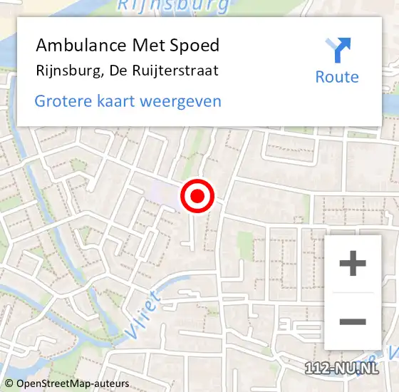 Locatie op kaart van de 112 melding: Ambulance Met Spoed Naar Rijnsburg, De Ruijterstraat op 5 september 2021 18:25