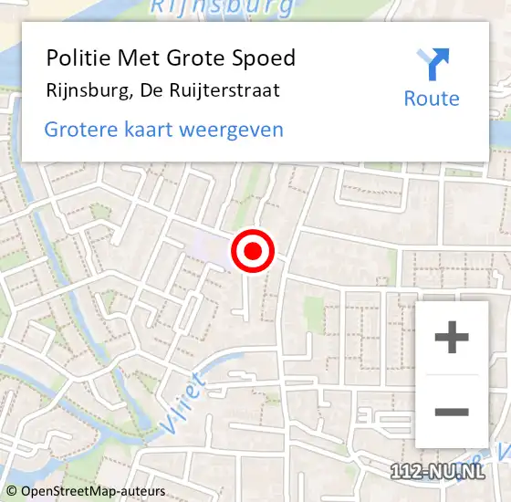 Locatie op kaart van de 112 melding: Politie Met Grote Spoed Naar Rijnsburg, De Ruijterstraat op 5 september 2021 18:26