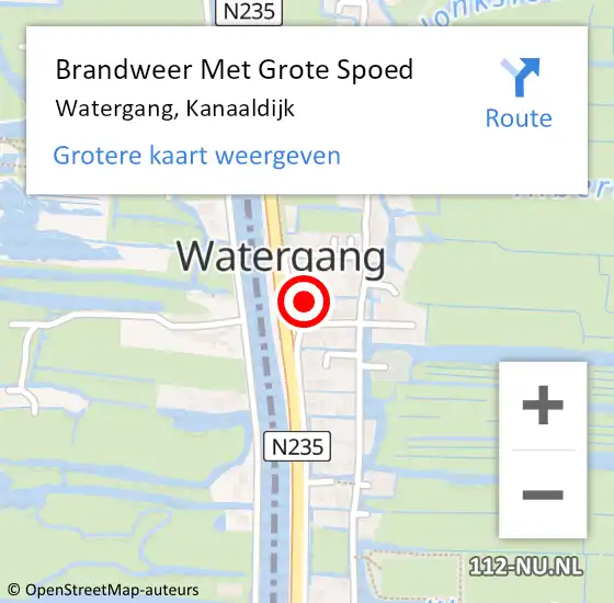 Locatie op kaart van de 112 melding: Brandweer Met Grote Spoed Naar Watergang, Kanaaldijk op 5 september 2021 18:30