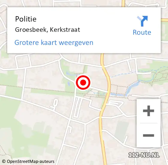 Locatie op kaart van de 112 melding: Politie Groesbeek, Kerkstraat op 5 september 2021 18:31