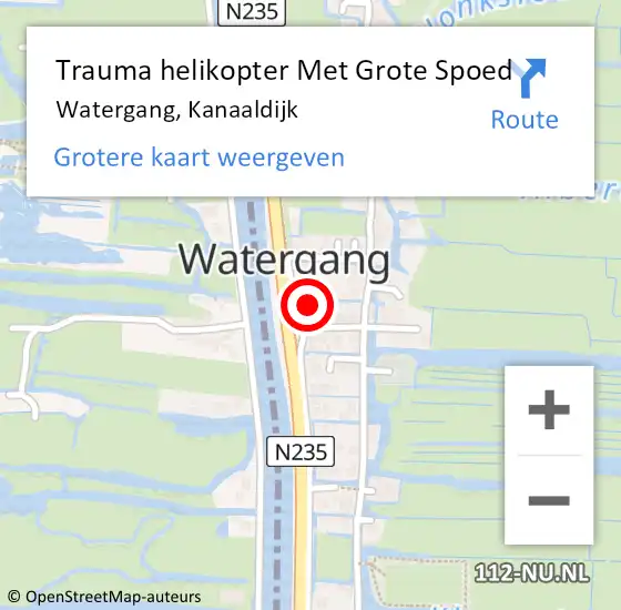 Locatie op kaart van de 112 melding: Trauma helikopter Met Grote Spoed Naar Watergang, Kanaaldijk op 5 september 2021 18:32