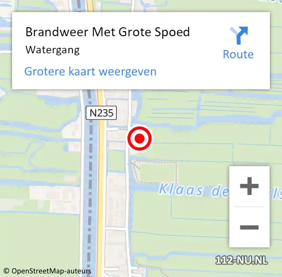 Locatie op kaart van de 112 melding: Brandweer Met Grote Spoed Naar Watergang op 5 september 2021 18:33