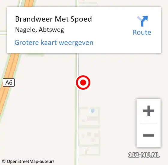 Locatie op kaart van de 112 melding: Brandweer Met Spoed Naar Nagele, Abtsweg op 5 september 2021 19:18